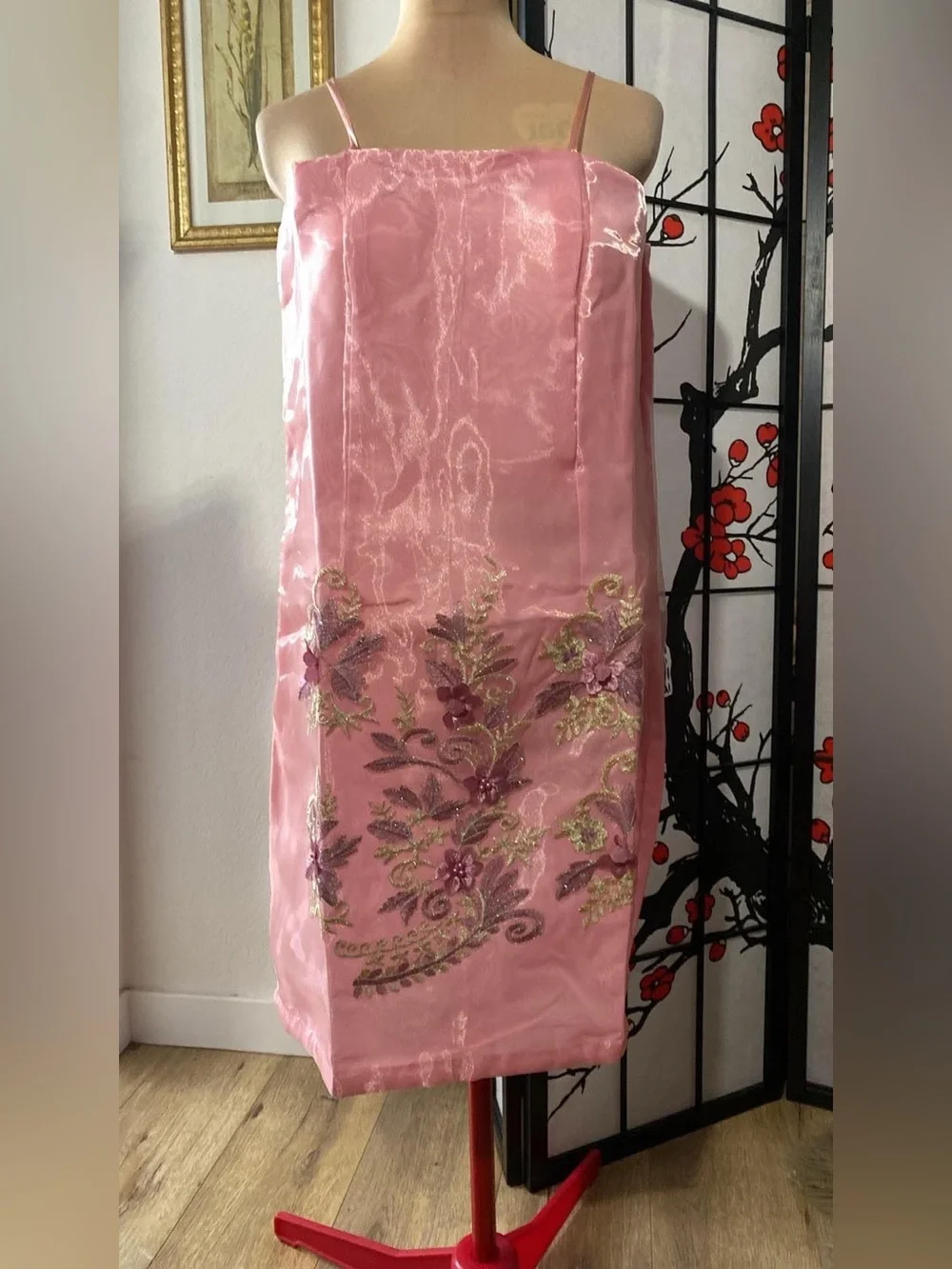 Filipiniana Organza Pink Dress Combination of Patching and Embroidery Floral Set